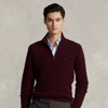 Polo Ralph Lauren Cable-knit Wool-cashmere Sweater In Aged Wine Heather