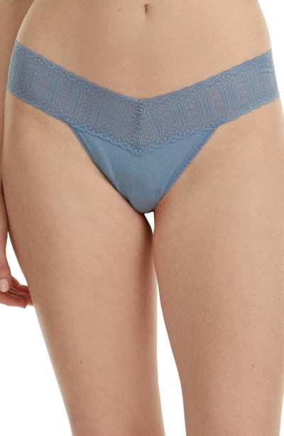Hanky Panky Eco Rib Low Rise Thong In Vintage Blue
