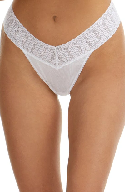 Hanky Panky Eco Rx Original Mid-rise Ribbed Stretch-woven Thong In White