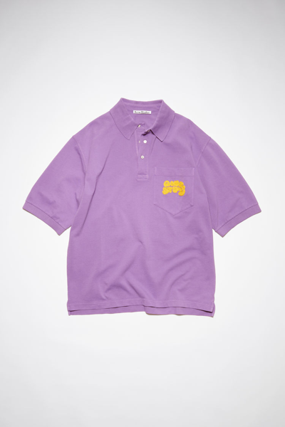 Acne Studios Bubble Logo Polo T-shirt In Lilac Purple | ModeSens