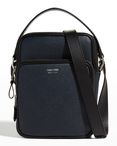 Tom Ford Men's Buckley Small Leather Messenger Bag In Midnight Blue
