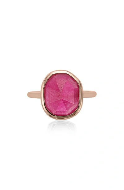 Monica Vinader Siren Medium Stacking Ring In Pink Quartz/ Rose Gold