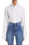 Alaïa Corset Inspired Cotton Poplin Button-up Shirt In Blanc