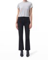 Agolde Adine Cropped Cotton Crewneck Tee In Heather Grey