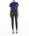 Giorgio Armani Sequin Ankle Leggings In Solid Black