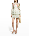 Saloni Ava-b Ruffle Floral Print Dress In 17841757-dandeli