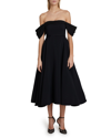 Giambattista Valli Draped Off-the-shoulder Midi Dress In Black