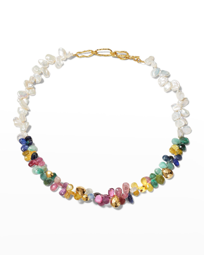 Pacharee Sapphire And Ruby Vine Necklace With Pearls In Multi