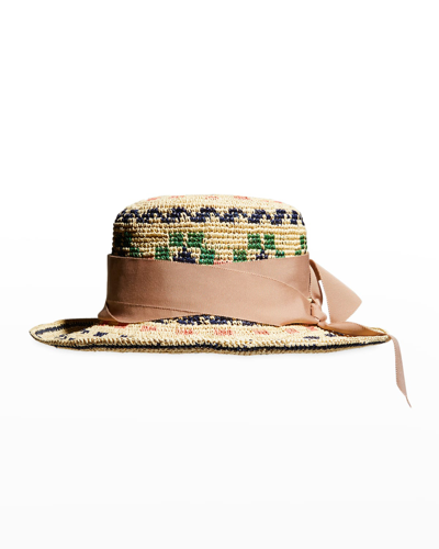 Sensi Studio Hippie Crochet Straw Sun Hat In Unique Dark Taupe