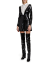 Giambattista Valli Sequin Embellished Lace-insert Mini Shirtdress In Black