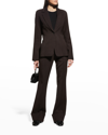 Co Pintuck Fitted Single-breasted Blazer In Dark Brown