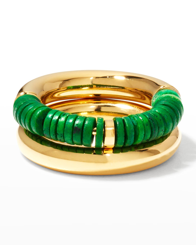 Soko Karamu Stacking Rings, Set Of 2 In Gold/green