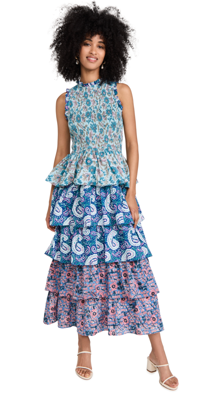 Alix Of Bohemia Cabana Garden Multi-printed Tiered Midi Dress
