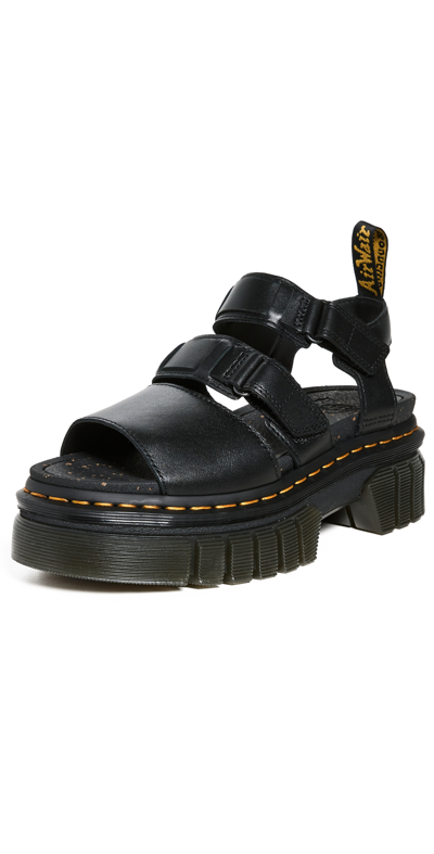 Dr. Martens' Ricki Nappa Lux Leather 3-strap Platform Sandals In Black