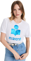 Isabel Marant Étoile Zewel Logo Linen T-shirt In Ivory,blue