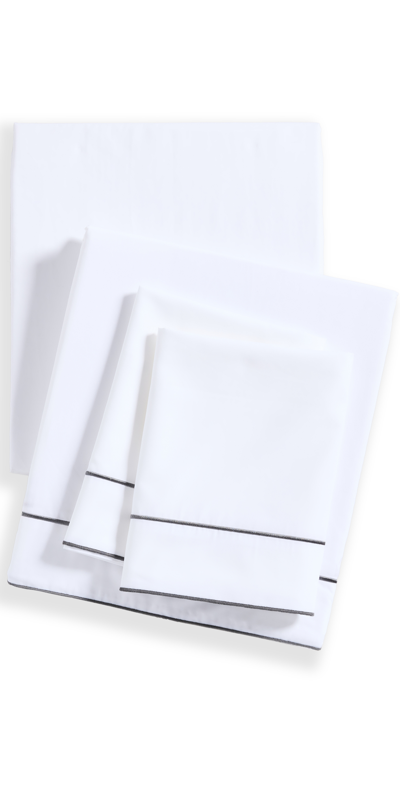 Kassatex Salerno Percale Queen Sheet Set In White/grey