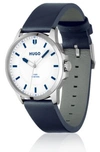 HUGO HUGO WHITE DIAL WATCH WITH BLUE LEATHER STRAP MEN'S WATCHES