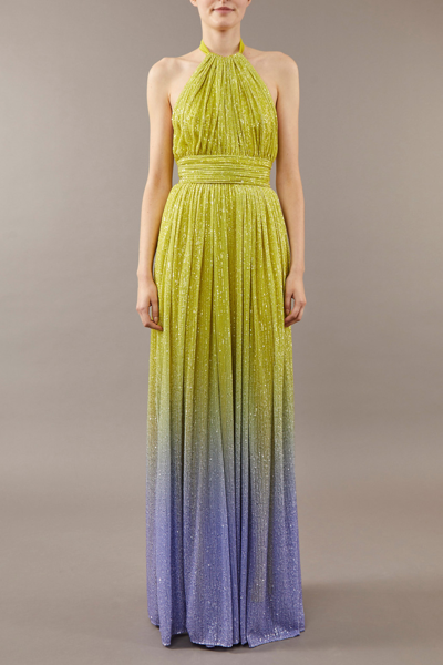 Elie Saab Ombre Sequined Chiffon Halter Gown In Gradient