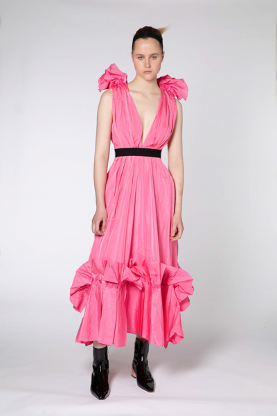 Roksanda Plunging Neckline Midi Dress In Pink