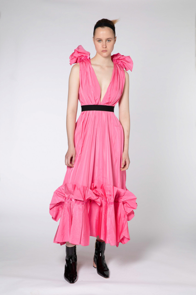 Roksanda Plunging Neckline Midi Dress In Peony