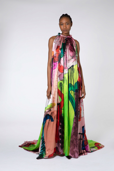 Roksanda Multi-print Gown In Stain Glass Pink Multi