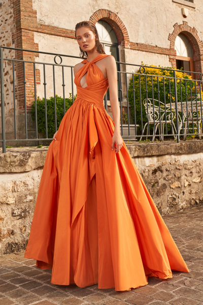 zuhair murad orange dress For her second look of the evening, @maitreyiramakrishnan wears a pink and  orange ombre one-shoulder gown from the ZUHAIR MURAD Ready-To-Wear Spring  2024 Collection to the 2024 Vanity Fair Oscars Party. #ZuhairMuradRTW #
