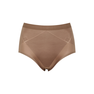 Spanx Ecocare High-rise Stretch-woven Briefs In Light Brown