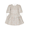 Sister Jane Dream  Puff Sleeve Mini Dress With Open Back In Delicate Rose Jacquard-white In Cream