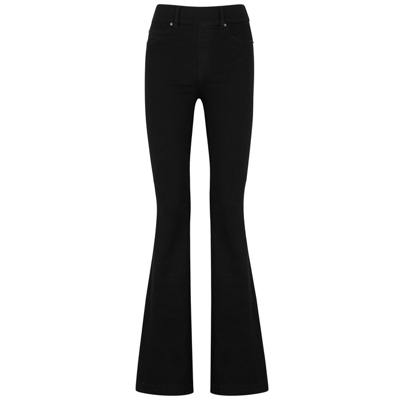 Spanx Flared-leg High-rise Stretch Cotton-blend Jeans In Clean Black