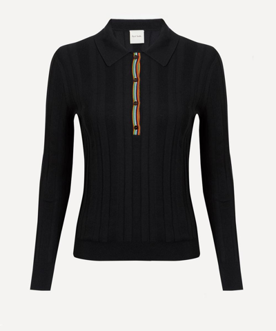 Paul Smith Knitted Pullover Buttoned Shirt In Black