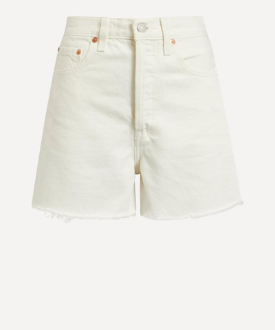 Levi's Ribcage High-rise Denim Shorts In White Wash