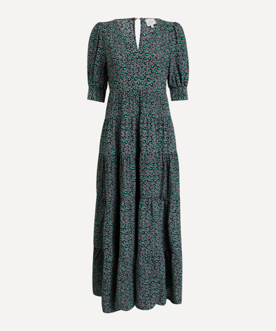 Scamp & Dude Snow Leopard V-neck Maxi Dress In Grey