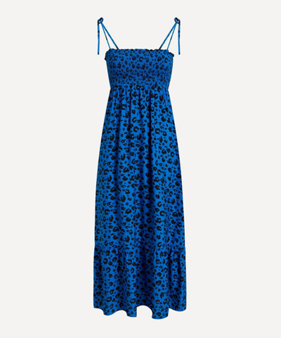 Scamp & Dude Leopard Strappy Sundress In Blue