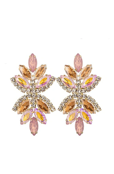 Eye Candy Los Angeles Cosmo Crystal Statement Stud Earrings In Gold