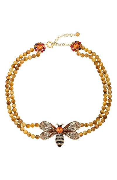 Eye Candy Los Angeles Honey Bee Natural Stone Necklace In Gold