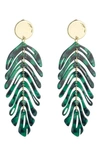 Eye Candy Los Angeles Leaf Drop Statement Earrings In Green