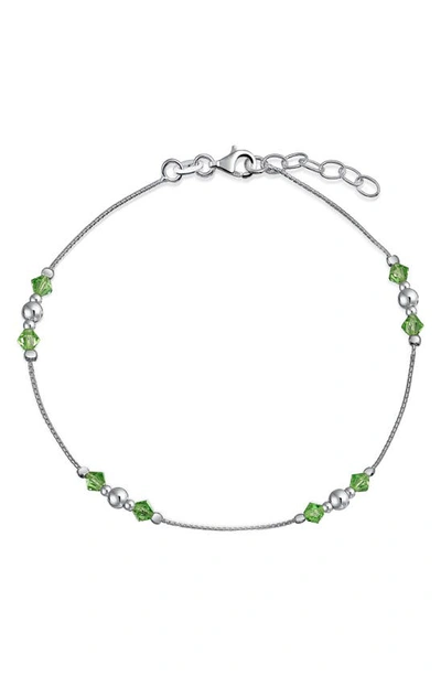 Bling Jewelry Sterling Silver Lime Green Crystal Bead Anklet