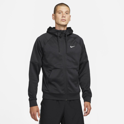 Nike Men's  Therma Therma-fit Full-zip Fitness Top In Black/black/white