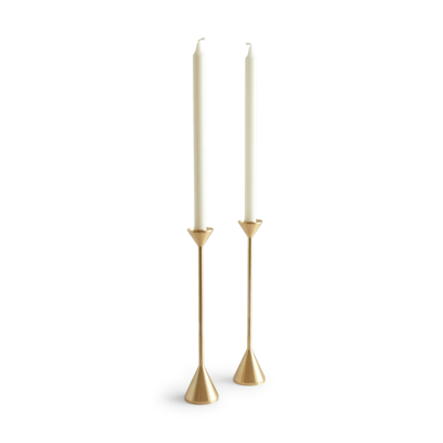 Fs Objects Tall Cone Spindle Candle Holder In Brass