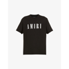Amiri Men Black Crewneck T-shirt With Logo Lettering Print On The Front In Cotton Man In Black