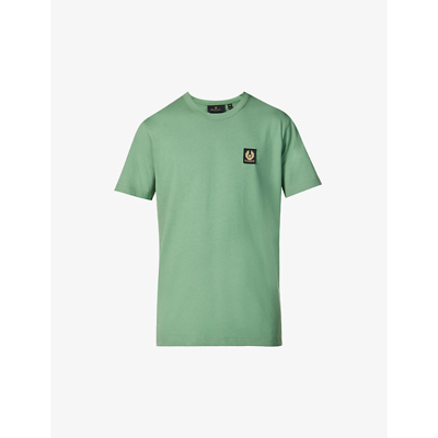 Belstaff Throwley Logo-patch Cotton-jersey T-shirt In Graph Green