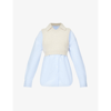 ALEXANDER WANG OXFORD TWO-IN-ONE COTTON AND WOOL-BLEND SHIRT