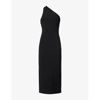Galvan Artemis Asymmetric Stretch-woven Midi Dress In Black