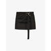 Eb Denim Belted Low-rise Denim Mini Skirt In Raw Denim Blackrinse