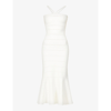 Victoria Beckham Cut-out Flared-hem Stretch-woven Midi Dress In White