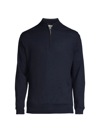Peter Millar Crown Soft Quarter Zip Merino Wool Blend Pullover In Navy