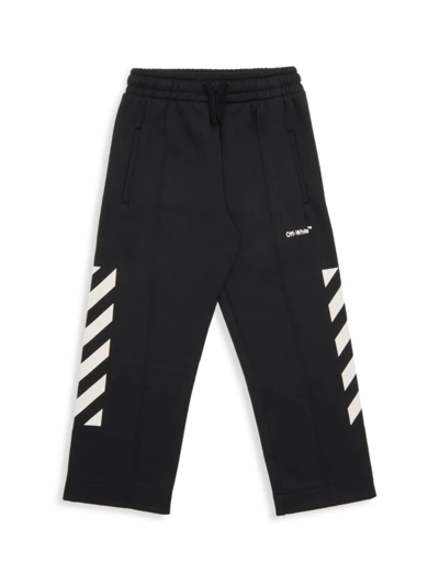 Off-white Little Boy's & Boy's Helvetica Diagonal Sweatpants In Black White