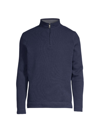 Peter Millar Quarter-zip Fleece Sweater In Navy