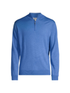 Peter Millar Men's Crown Comfort Interlock Quarter-zip Sweater In Storm Blue