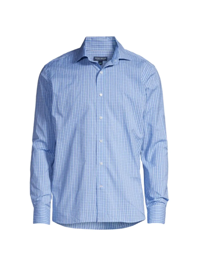 Peter Millar Crafted Riff Cotton Sport Shirt In Nordic Blue